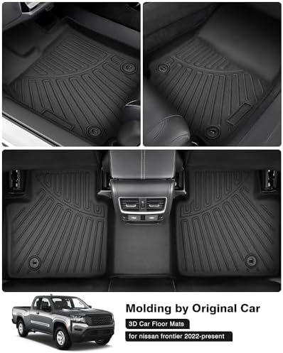 Powerty Floor Mats for 2022 2023 2024 2025 Nissan Frontier (Crew Cab with 2nd Row Under-Seat Storage) All Weather 3D TPE Anti-Slip Car Liners for 1st & 2nd Row Accessories - Image 2