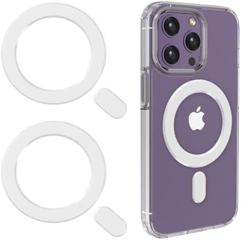 KALAPOP Metal Rings,Ultra-Thin(0.4mm) for MagSafe Sticker,Magnetic Adapter,Phone Cases&Wireless Charger,Compatible with iPhone 16/15/14/13,Galaxy S24/S23/S22/Kindle (White 2PCS Magnet Rings) by KALAPOP