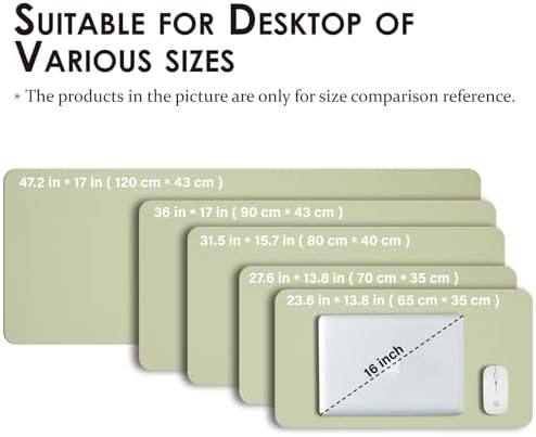 Leather Desk Mat - Non-Slip PU Pad for Office and Home - Organization Accessory - Ideal for Large Mouse Pads (Light Green, 31.5" x 15.7") - Image 5