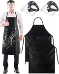 Shyyween 4 Pcs Safety Face Shield with 46.5" Waterproof Rubber Apron Set for Chemical Protector Work Grinding Cutting PC Full Impact Resistant Safety Mask for Men Cleaning Industrial Heavy Duty Work by Shyyween