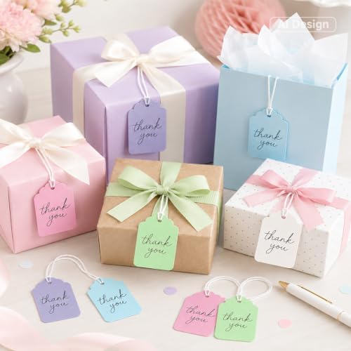 joycraft 200Pcs Price Tags with String, 1.4x1.8In Macarons Color Gift Tags - Image 5