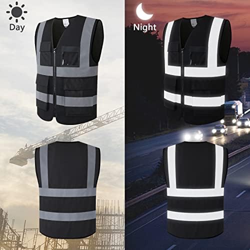 Safety Vest for Men Women with Pockets (KZ170-Black, M) - Image 5