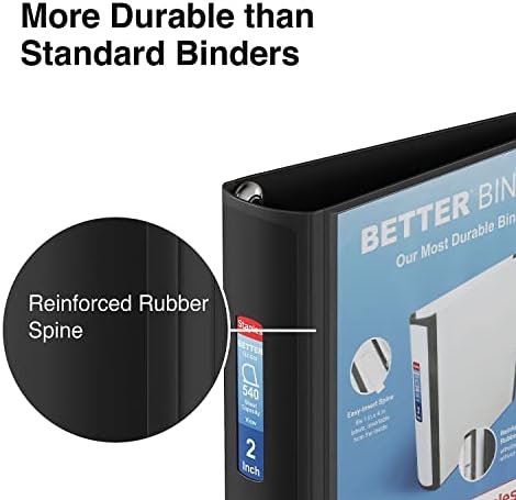 Staples Better Binder, 2-Inch 3-Ring View, Black, 2-Pack - Image 5