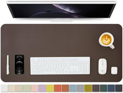 Leather Desk Mat - Non-Slip PU Desk Pad for Office and Home - Desk Organization and Accessories - Ideal for Large Mouse Pad and Desk Mats on Top of Desks (Coffee,36"x 17") by HOMIEAZICOZI