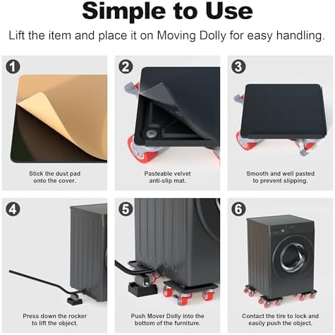 Fivepears Furniture Lift Mover Tool Set-3000 lb,5-Wheel Heavy-Duty Furniture Dolly with Handle,360°Swivel Casters Trolley-Ideal for Moving Heavy Machinery, Equipment, Pianos, Couches and Carpeted - Image 5