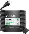 200 FT Outdoor Extension Cord | 16/3 Black Heavy Duty 3 Prong Extension Cord, 10A 1250W SJTW, ETL Listed, Great for Garden and Home by PLUGTUL