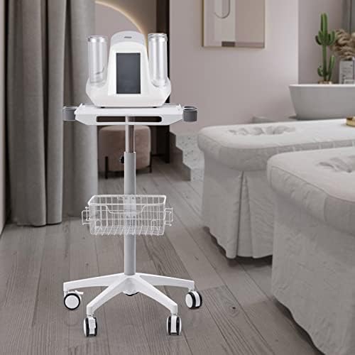 Mobile Laptop Cart, 33.5-43.7" Adjustable Height Tablet Cart with Wheels, Computer Cart Standing Mobile Desk Trolley Rolling Desktop Lab Cart iPad Workstation with 19.3"×16.9" Large Tabletop - Image 4