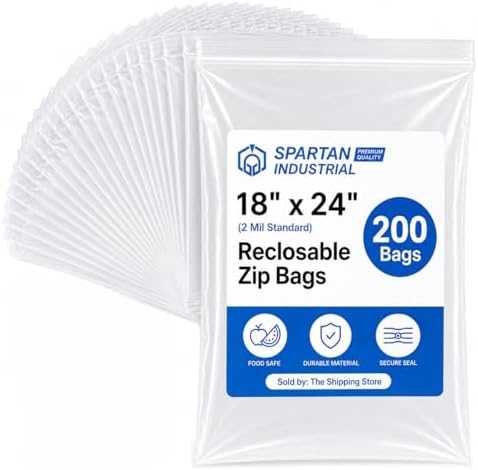 18" X 24" 5 Gallon Reclosable Zip Plastic Poly Bags (200 Count) - 2 Mil by SpartanIndustrial