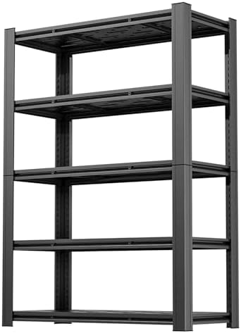5-Tier Heavy Duty Garage Shelving, 5,000 lbs Capacity Adjustable Plastic Storage Shelving Unit for Garage, Basement & Warehouse, Boltless Steel Frame,35" W x 15.7" D x 72" H by LIJIUHOME