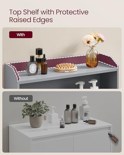 VASAGLE Tall Bathroom Storage Cabinet, Floor Cabinet with 2 Doors, 39.4" H - Image 5