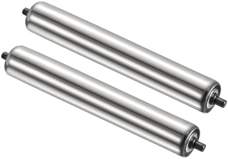 PATIKIL Conveyor Roller 3.5" Diameter 22" Length, 2 Pack Stainless Steel Transmission Replacement Part Galvanized End, Silver by PATIKIL