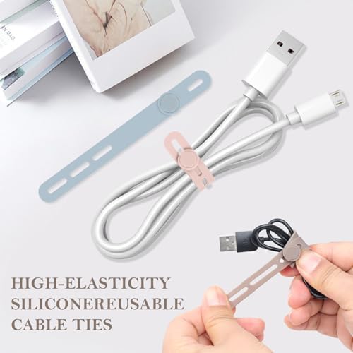 Donruby 30Pcs Silicone Cable Ties, Reusable Cord Organizer Straps, 6 Colors - Image 3