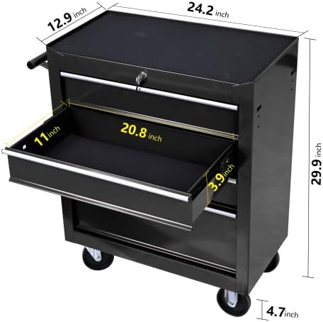 LuckyNote】Rolling Tool Chest, 4 Drawer Tool Box - Image 3