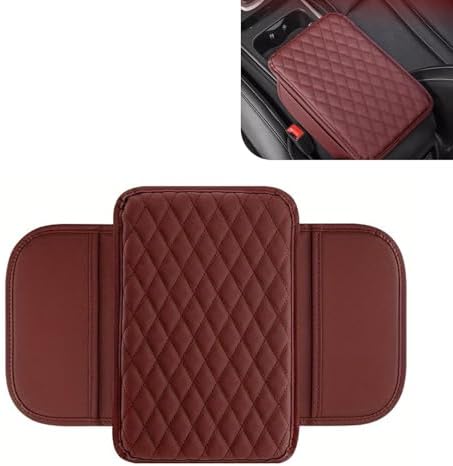 Upgraded Car Center Console Cover, Microfiber Leather Armrest Cover Cushion with 2 Storage Bags, Scratch-resistant Armrest Storage Box, Universal Car Interior Protector Accessories (Red) by Unknown