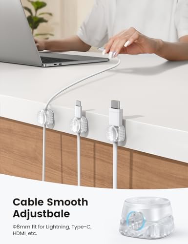 Lamicall 6 Pack Cord Organizer, Office Desk Accessories, Clear Cable Clips - Image 5