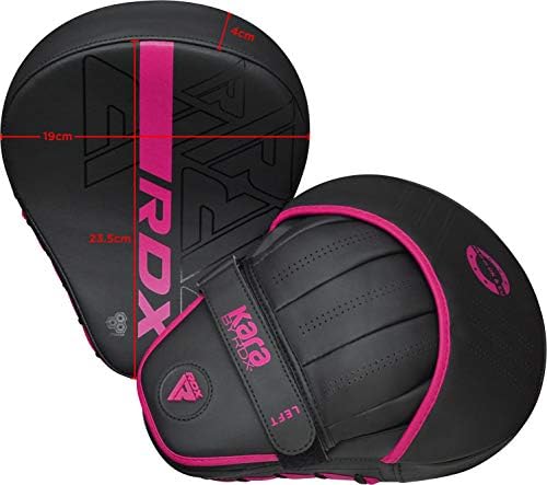 RDX Boxing Pads Curved Focus Mitts, Maya Hide Leather Kara Hook and jab Training Pads, Adjustable Strap Ventilated, MMA Muay Thai Kickboxing Coaching Martial Arts Punching Hand Target Strike Shield - Image 3