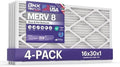 BNX TruFilter 16x30x1 Air Filter MERV 8 (4-Pack) - MADE IN USA – Dust & Pet Defense Electrostatic Pleated Air Conditioner HVAC AC Furnace Filters for Dust, Pet, Mold, Pollen MPR 600 – 700 & FPR 5 by BNX