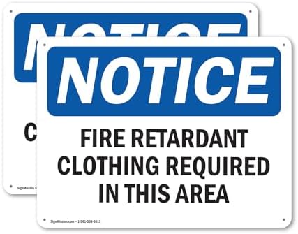 (2 Pack) Fire Retardant Clothing Required OSHA Notice Sign 10 Inch X 7 Inch Plastic Sign, Weather Resistant, UV Protected for Workplace, Business, and Construction Site, Made in the USA by SignMission