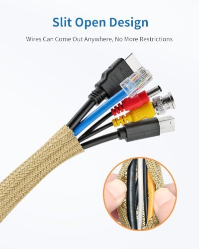 Yecaye 10ft - 1/2 inch Cord Protectors from Pets no Chew, Gold - Image 3