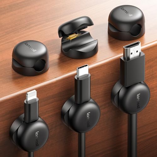 Lamicall 6 Pack Cable Clips, Compact Spring Cord Organizer Holder for Desk by Lamicall