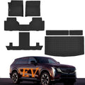 All Weather Floor Mats for Cadillac Escalade IQ 2026 2025 （Only 7 Seats/Luxury/Sport ） TPE Rubber Liners Escalade Odorless Anti-Slip Car Floor Liners - 1st & 2nd & 3rd Row & Cargo Mat Full Set by WAYIDSS