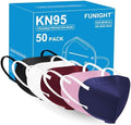 Funight KN95 Face Mask 5-Ply Breathable Filter Efficiency≥95% Protective Cup Dust Disposable Masks Against PM2.5 Multicolor 50 Pack by Funight