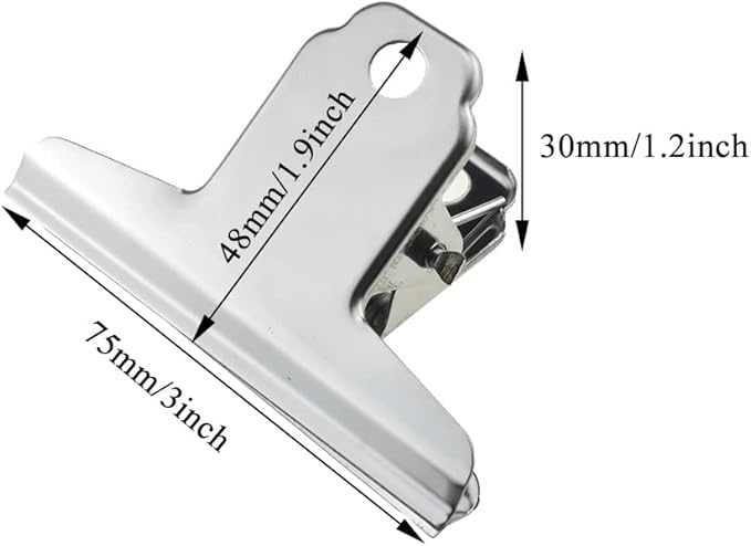 HAHIYO 3inch Silver Bulldog Clips Metal File Hinge Binder Clamps Save Space - Image 2