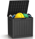 31 Gallon Outdoor Storage Box - Waterproof Resin Deck Box for Indoor & Outdoor Use, Lockable & UV Resistant Storage Bin for Package Delivery, Patio Cushions, Gardening Tools - Black by Unknown