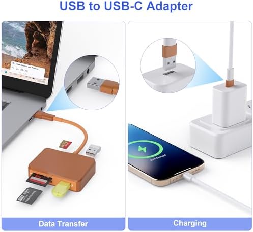 SD Card Reader, 5 in 1 USB-C & USB Card Adapter with SD/MicroSD/MS and Dual USB-A Ports Memory Card Reader for iPhone 17/16/15 Pro Max iPad MacBook Pro/Air M4/M3 Android Phone/Tablet PC (Terracotta) - Image 5