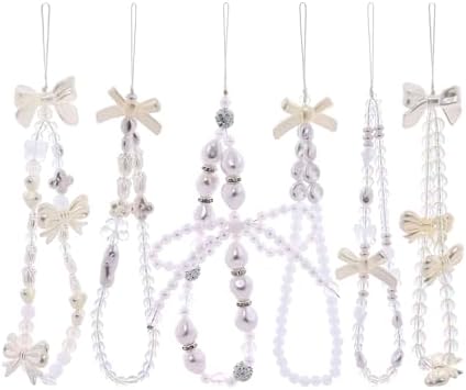 6PCS Beaded Phone Charms Strap Fruit Star Faux Pearl Rainbow Beads Phone Chains Beaded Lanyard for Camera Key Wallet Valentines Day Gifts for Her Women by Taouzi