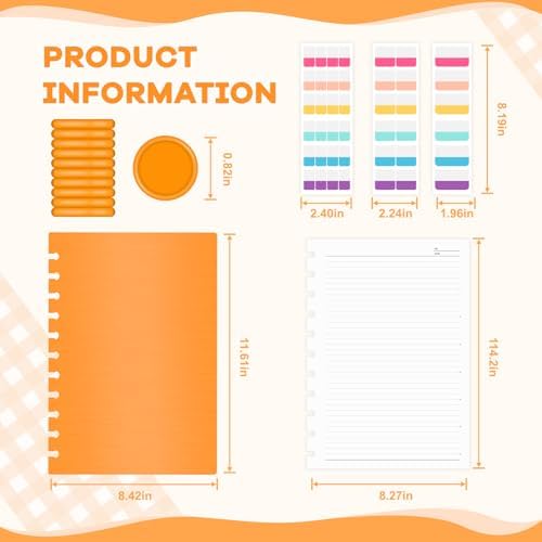 Discbound Notebook, 8-Disc Disbound Planner with Removable Pages, 180 Pages Spiral Notebook, Poly Cover Discbound Planner for Work, Travel, Note Taking(With Index Sticker),Orange,A4 - Image 2