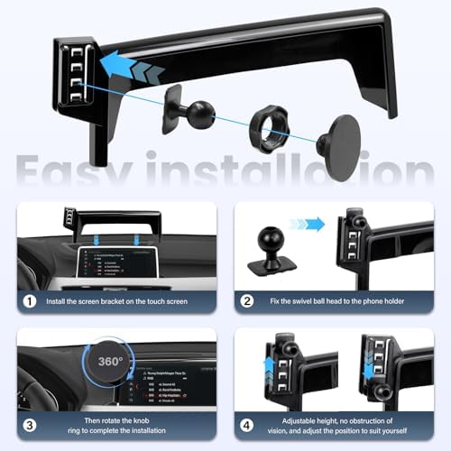 Car Phone Holder Compatible with BMW X1 2016-2022 / BMW X2 2018-2023 Accessories 8.8 inch Touchscreen Fixed Clip,360°Rotation Magnetic Phones Mount for Phones (not fit 6.5 inch) - Image 4