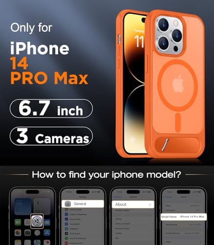 Temdan Magnetic Compatible with iPhone 14 Pro Max Case, [Built-in Invisible Kickstand][Compatible with MagSafe] [Military Grade Shockproof] Slim Translucent Matte Phone Case for iPhone 14 Pro Max 6.7" - Image 2