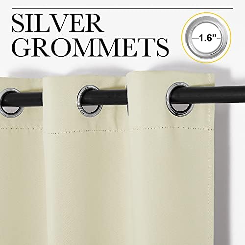 NICETOWN Privacy Room Separating Divider, Wall Space Dividers Curtain Screen Partition for Rooms, Sound Barriers, Sliding Door Insulated Curtain, Beige, 10ft Wide x 7ft Long - Image 2