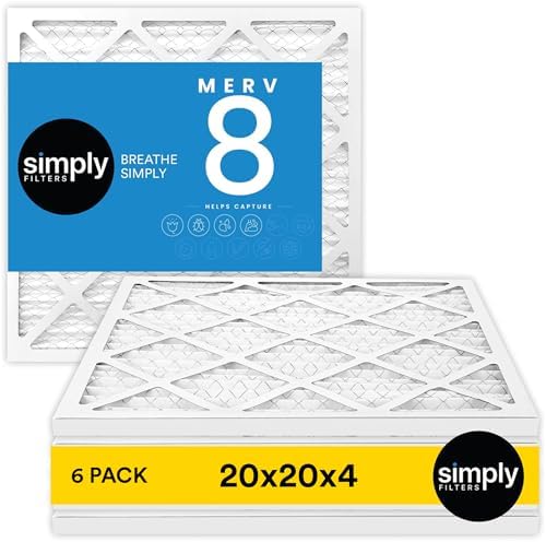 Simply 24x24x4 Air Filter, MERV 8, 6 Pack, Furnace Air Filter for HVAC (Actual Size: 23.5"x23.5"x3.63") DUST, Pet & Allergy Control by SimplyFilters