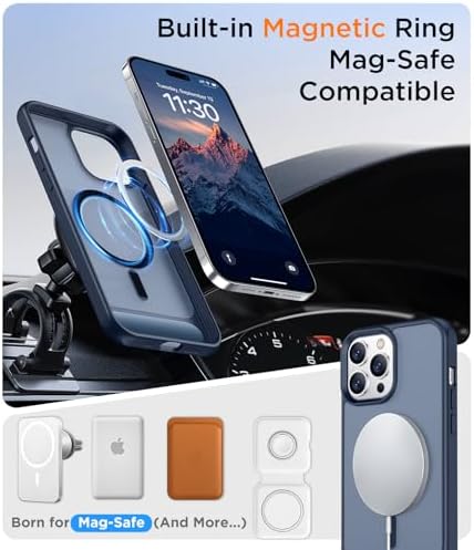 Temdan Magnetic Compatible with iPhone 14 Pro Case, [Built-in Invisible Kickstand][Compatible with MagSafe] [Military Grade Shockproof] Slim Translucent Matte Phone Case for iPhone 14 Pro 6.1" - Image 5