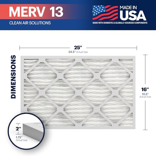 BNX TruFilter 16x25x2 Air Filter MERV 13 (4-Pack) - MADE IN USA - Electrostatic Pleated Air Conditioner HVAC AC Furnace Filters for Allergies, Pollen, Mold, Bacteria, Smoke, Allergen, MPR 1900 FPR 10 - Image 2