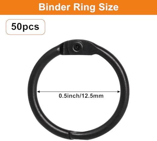 Small Binder Rings 1/2 inch, Book Rings 50pc, Flash Card Rings, Rings for Index Cards, Black Loose Leaf Binder Rings, Paper Rings Metal, Ring Clips, Book Binder Rings - Image 2