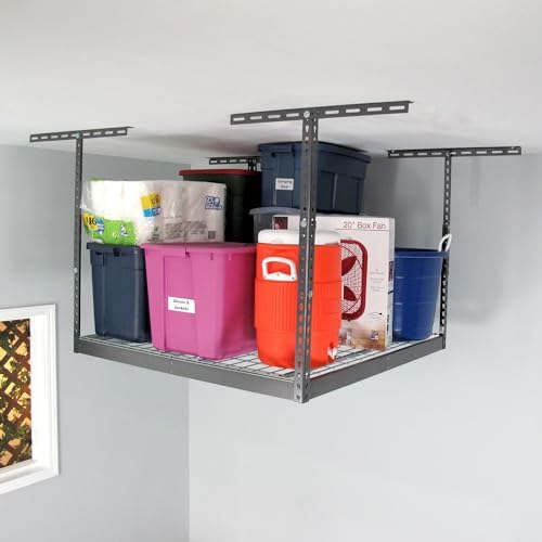 SafeRacks 4x4 Overhead Garage Storage Rack, Hammertone, 24"-45" Height - Image 4