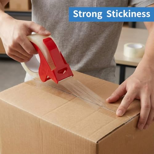 Clear Packing Tape 1.88 Inch x 60 Yds x 2 Rolls, Packing Tape with Dispenser, Heavy Duty Packaging Tape, Strong Adhesive Moving Tape, Tear Resistant, Easy Tear, No Residue for Shipping - Image 3