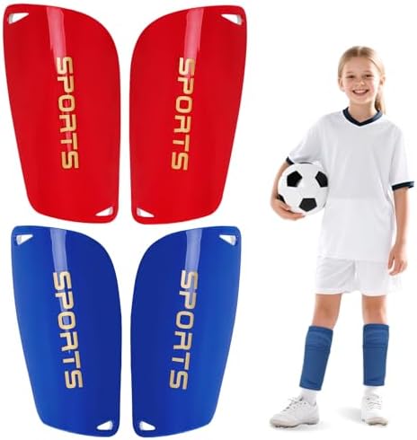 Kids Soccer Shin Guards 2 Pairs Slip-in Youth Shin Pads for Boys Girls, Lightweight PP+EVA Soccer Protective Gear Fits with Shin Guard Sleeves(not Included), Toddler to Teen Sizes Multiple Colors by Unknown