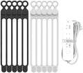 UMUST Silicone Cable Straps, 10pcs Extra-Long Reusable Hanging Organizer for Cables, Kitchen, Home, School (Black & White) by ELECTRONICACCESSORIES