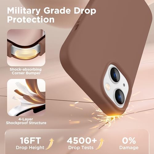 GolbinBox Magnetic for iPhone 13/14 Case, Silicone Cover, Brown - Image 5