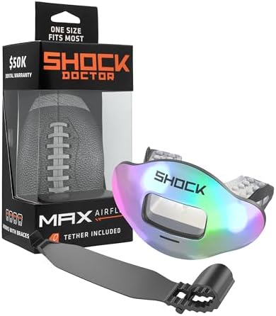 Shock Doctor Lip Guard, Adult and Youth Mouth Guard Football with Strap, Breathable Wide Opening Football Mouthpiece for Youth and Adults OSFA, Shock Doctor Mouth Guards, Max Airflow by ShockDoctor