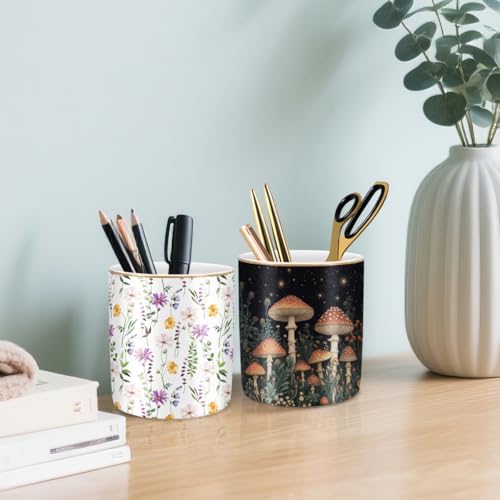 Large Capacity FLoral Pen Holder for Desk, Ceramic Pencil Holder Pen Cup Marker Holder Makeup Brush Holder, Desk Accessories & Workspace Organizers for Home, Office, Colored - Image 4