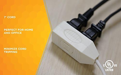 Woods Slimline 16/2 Flat Plug Extension Cord, 7ft, White, 2236 (Pack of 12) - Image 3