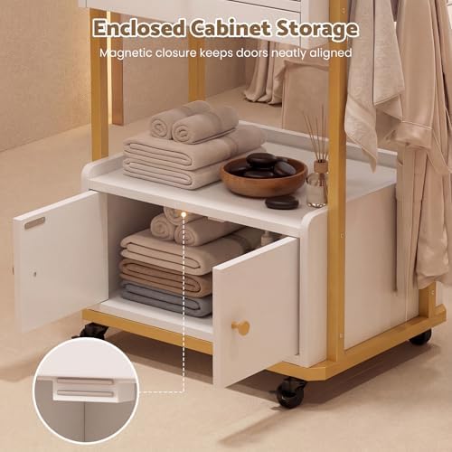Salon Trolley Cart with Storage Cabinet for Beauty Spa & Salon Use, White - Image 6