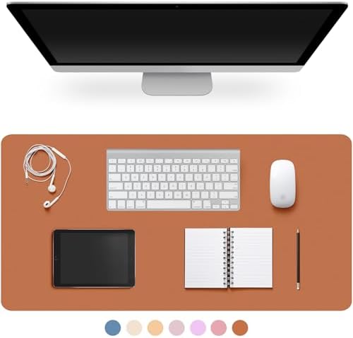 Leather Desk Pad Protector,Non-Slip Desk Pad(Brown,31.5" x 15.7") by CADONO