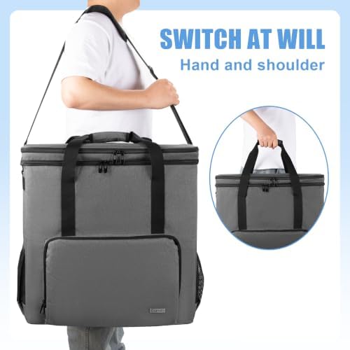 CURMIO Double-Layer PC Carrying Case, Computer Travel Bag for Tower, Gray - Image 6