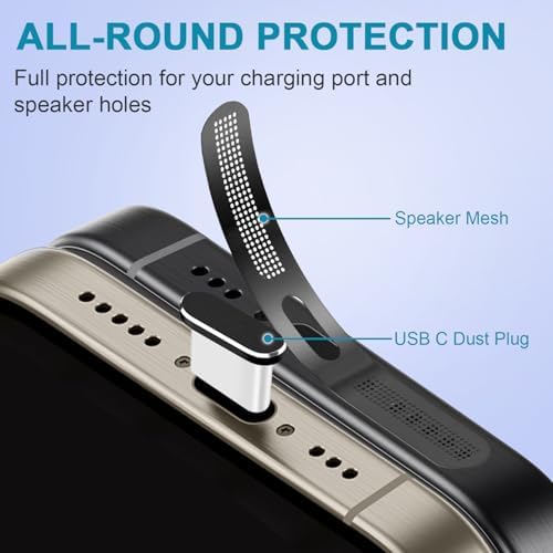 USB C Dust Plug, 4 Pack USB C Port Cover, Type C Charging Port Plug Cover with Speaker Dust Cover, Phone Accessories for iPhone 17, iPhone 15/16/16 Plus/16 Pro/16 Pro Max - Image 2